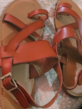 Women's Strappy Leather Sandals in Burnt Orange